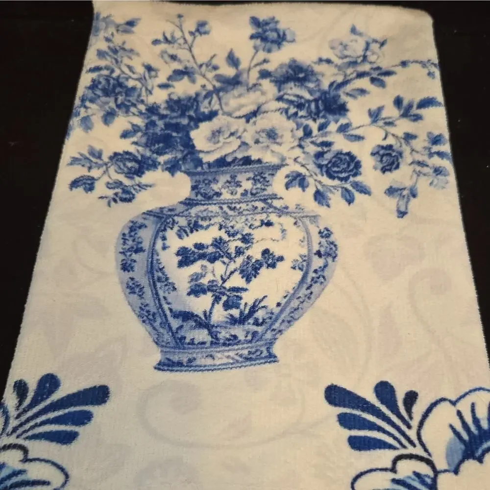 Chinoiserie Blue White Porcelain Kitchen Towels Microfiber Tea Dish Cloth Lot 4